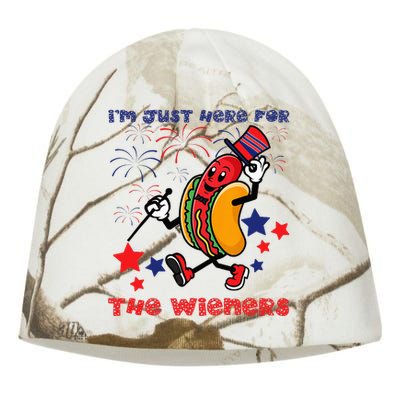 Funny Hot Dog I'm Just Here For The Wieners 4Th Of July Kati - Camo Knit Beanie