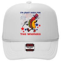 Funny Hot Dog I'm Just Here For The Wieners 4Th Of July High Crown Mesh Back Trucker Hat