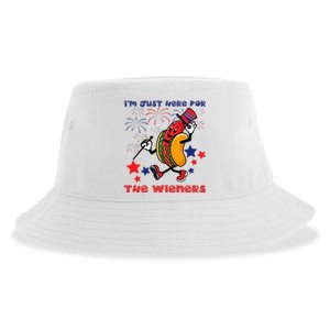 Funny Hot Dog I'm Just Here For The Wieners 4Th Of July Sustainable Bucket Hat