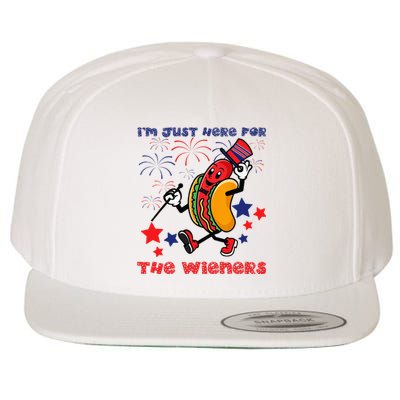 Funny Hot Dog I'm Just Here For The Wieners 4Th Of July Wool Snapback Cap