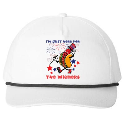 Funny Hot Dog I'm Just Here For The Wieners 4Th Of July Snapback Five-Panel Rope Hat