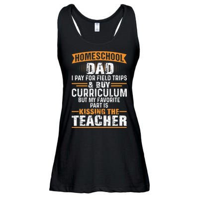 Funny Homeschool Dad Kissing The Teacher Father Ladies Essential Flowy Tank