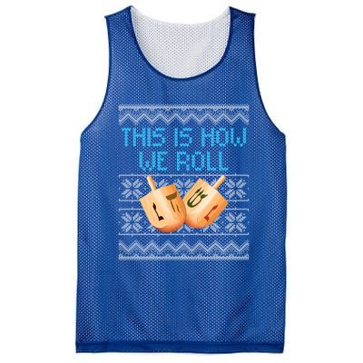 Funny Hanukkah Dreidel We Roll Ugly Christmas Theme Design Gift Mesh Reversible Basketball Jersey Tank