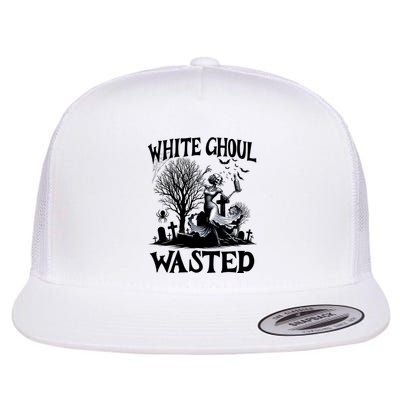 Funny Halloween Drinking Party White Ghoul Wasted Flat Bill Trucker Hat