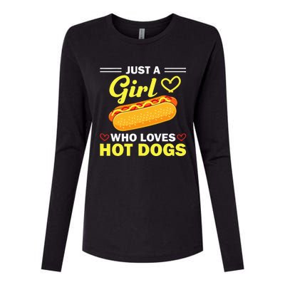 Funny Hot Dog Design Hot Dog Lovers Womens Cotton Relaxed Long Sleeve T-Shirt