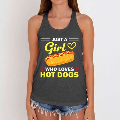 Funny Hot Dog Design Hot Dog Lovers Women's Knotted Racerback Tank