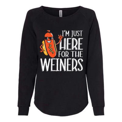 Funny Hot Dog Im Just Here For The Wieners Sausage Womens California Wash Sweatshirt