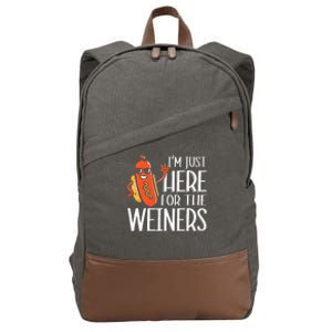 Funny Hot Dog Im Just Here For The Wieners Sausage Cotton Canvas Backpack