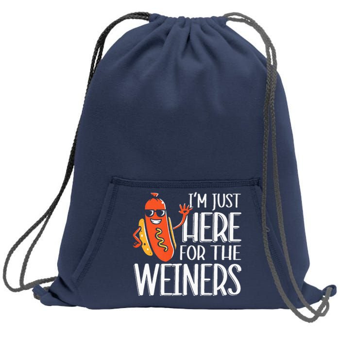 Funny Hot Dog Im Just Here For The Wieners Sausage Sweatshirt Cinch Pack Bag