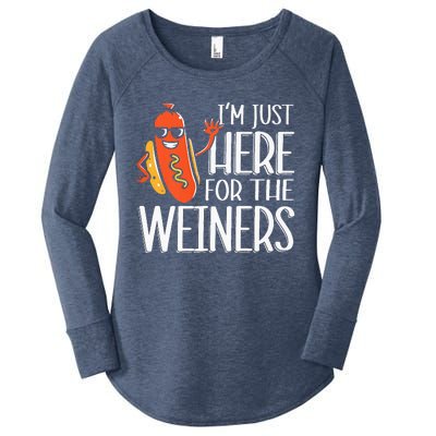 Funny Hot Dog Im Just Here For The Wieners Sausage Women's Perfect Tri Tunic Long Sleeve Shirt