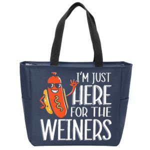 Funny Hot Dog Im Just Here For The Wieners Sausage Zip Tote Bag