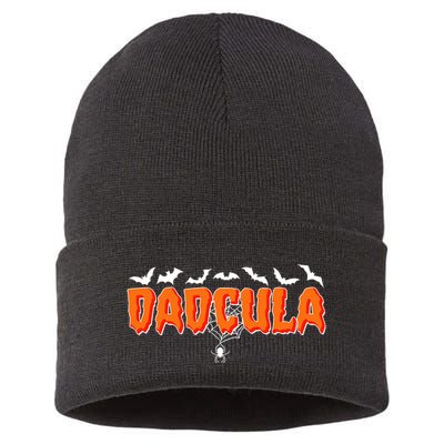Funny Halloween Dadcula Dracula Sustainable Knit Beanie