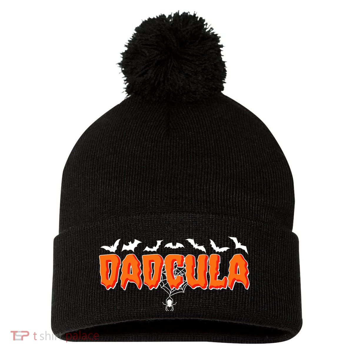Funny Halloween Dadcula Dracula Pom Pom 12in Knit Beanie
