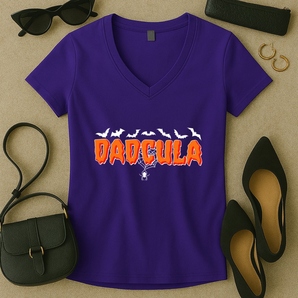 Funny Halloween Dadcula Dracula Women's V-Neck T-Shirt