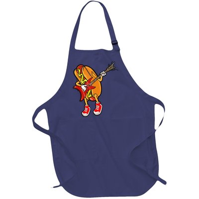 Funny Hot Dog Guitar Player Full-Length Apron With Pockets