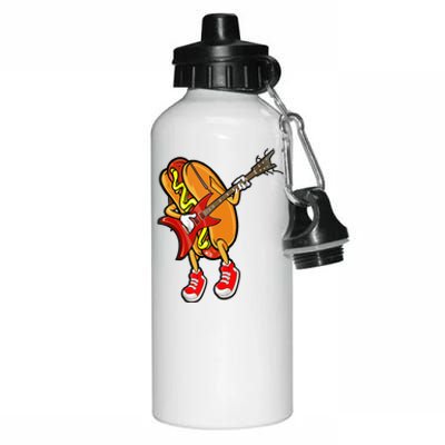 Funny Hot Dog Guitar Player Aluminum Water Bottle