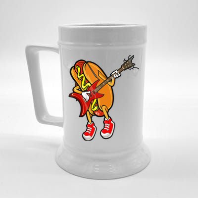 Funny Hot Dog Guitar Player Beer Stein