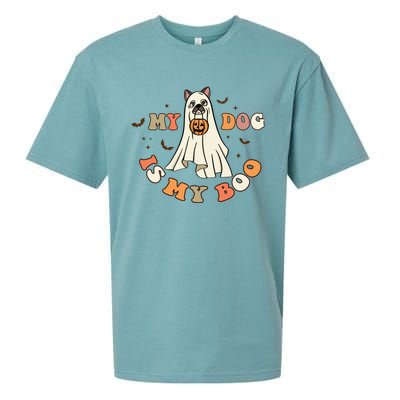 Funny Halloween Dog Ghost Pumpkin My Dog Is My Boo Dog Lover Cute Gift Sueded Cloud Jersey T-Shirt