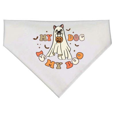 Funny Halloween Dog Ghost Pumpkin My Dog Is My Boo Dog Lover Cute Gift USA-Made Doggie Bandana