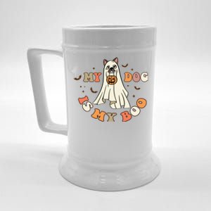 Funny Halloween Dog Ghost Pumpkin My Dog Is My Boo Dog Lover Cute Gift Beer Stein