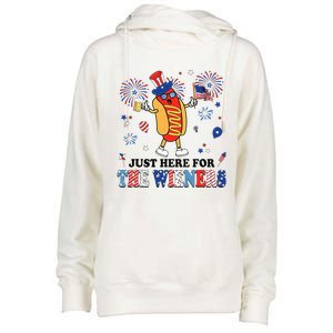 Fireworks Hot Dog I'm Just Here For The Wieners 4th Of July Womens Funnel Neck Pullover Hood