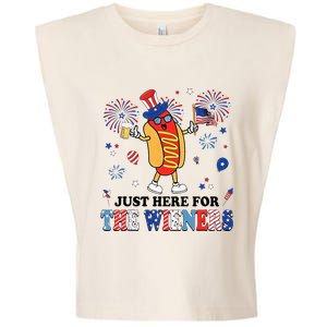 Fireworks Hot Dog I'm Just Here For The Wieners 4th Of July Garment-Dyed Women's Muscle Tee