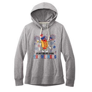 Fireworks Hot Dog I'm Just Here For The Wieners 4th Of July Women's Fleece Hoodie