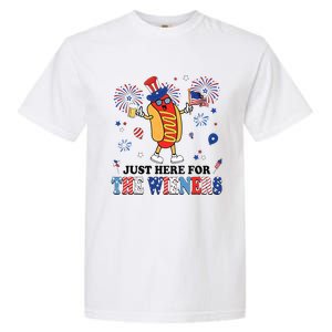 Fireworks Hot Dog I'm Just Here For The Wieners 4th Of July Garment-Dyed Heavyweight T-Shirt