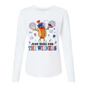 Fireworks Hot Dog I'm Just Here For The Wieners 4th Of July Womens Cotton Relaxed Long Sleeve T-Shirt