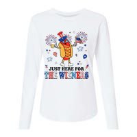 Fireworks Hot Dog I'm Just Here For The Wieners 4th Of July Womens Cotton Relaxed Long Sleeve T-Shirt