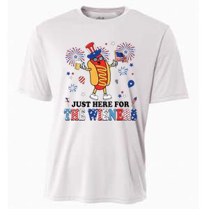 Fireworks Hot Dog I'm Just Here For The Wieners 4th Of July Cooling Performance Crew T-Shirt