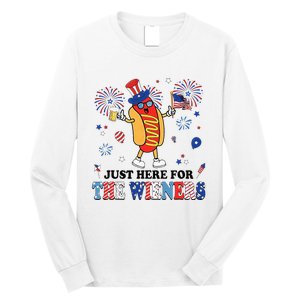 Fireworks Hot Dog I'm Just Here For The Wieners 4th Of July Long Sleeve Shirt