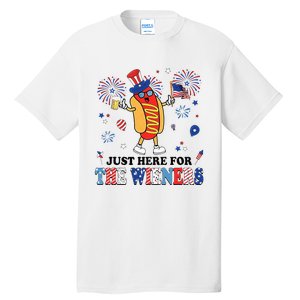 Fireworks Hot Dog I'm Just Here For The Wieners 4th Of July Tall T-Shirt