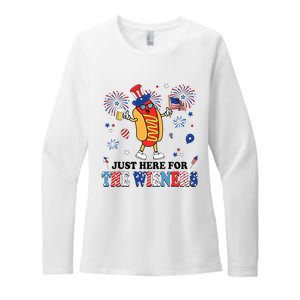 Fireworks Hot Dog I'm Just Here For The Wieners 4th Of July Womens CVC Long Sleeve Shirt