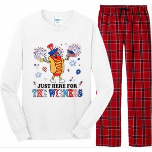 Fireworks Hot Dog I'm Just Here For The Wieners 4th Of July Long Sleeve Pajama Set