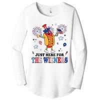 Fireworks Hot Dog I'm Just Here For The Wieners 4th Of July Women's Perfect Tri Tunic Long Sleeve Shirt