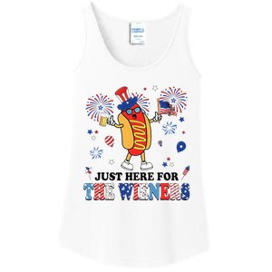 Fireworks Hot Dog I'm Just Here For The Wieners 4th Of July Ladies Essential Tank