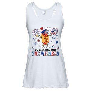 Fireworks Hot Dog I'm Just Here For The Wieners 4th Of July Ladies Essential Flowy Tank