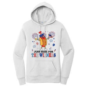 Fireworks Hot Dog I'm Just Here For The Wieners 4th Of July Women's Pullover Hoodie