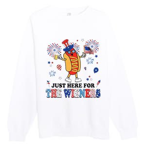 Fireworks Hot Dog I'm Just Here For The Wieners 4th Of July Premium Crewneck Sweatshirt