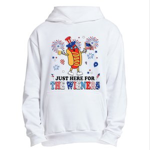 Fireworks Hot Dog I'm Just Here For The Wieners 4th Of July Urban Pullover Hoodie