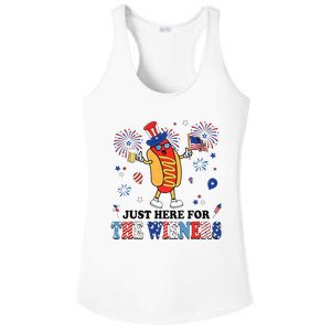 Fireworks Hot Dog I'm Just Here For The Wieners 4th Of July Ladies PosiCharge Competitor Racerback Tank