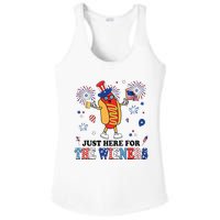 Fireworks Hot Dog I'm Just Here For The Wieners 4th Of July Ladies PosiCharge Competitor Racerback Tank