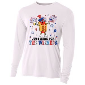 Fireworks Hot Dog I'm Just Here For The Wieners 4th Of July Cooling Performance Long Sleeve Crew