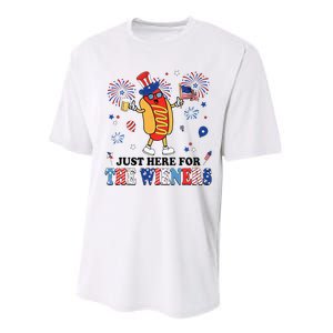 Fireworks Hot Dog I'm Just Here For The Wieners 4th Of July Performance Sprint T-Shirt