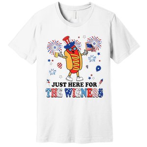 Fireworks Hot Dog I'm Just Here For The Wieners 4th Of July Premium T-Shirt