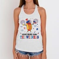 Fireworks Hot Dog I'm Just Here For The Wieners 4th Of July Women's Knotted Racerback Tank