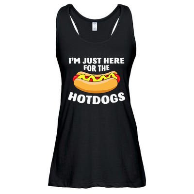 Funny Hot Dog Lover Im Just Here For The Hot Dogs Ladies Essential Flowy Tank