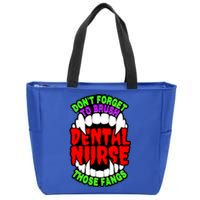 Funny Halloween Dental Nurse Vampire Fangs Brush Teeth Meaningful Gift Zip Tote Bag