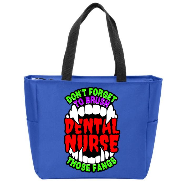 Funny Halloween Dental Nurse Vampire Fangs Brush Teeth Meaningful Gift Zip Tote Bag